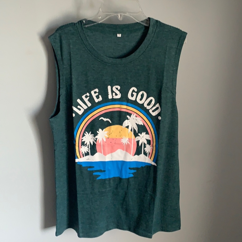 NWT! Life Is Good Ladies Green Sleeveless Top